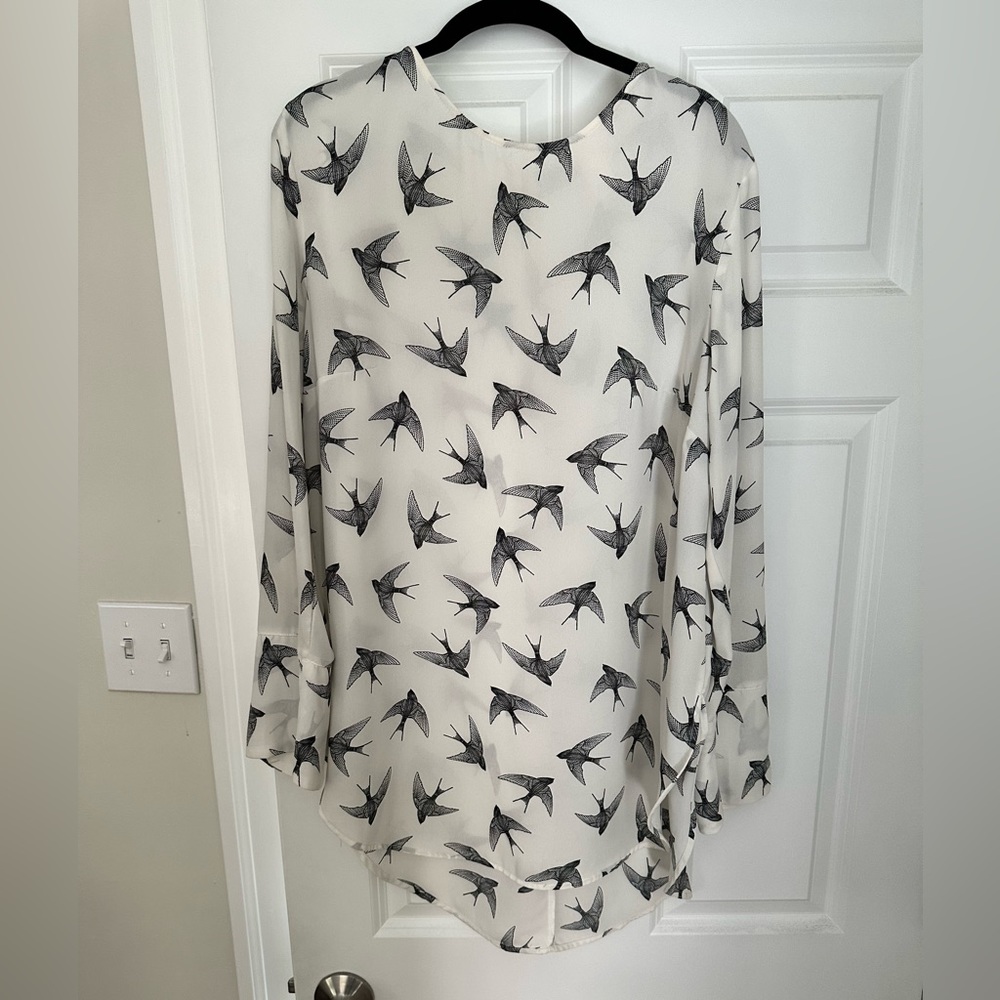 White tunic blouse with birds